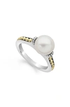 Lagos Sterling Silver & 18k Yellow Gold Luna Cultured Freshwater Pearl Ring In Silver/ Pearl