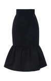 Miu Miu Ruffled Wool Cady Midi Skirt In Navy