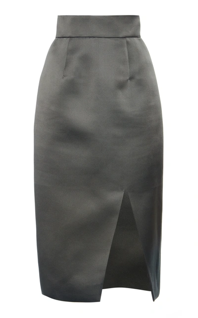 Miu Miu Grey Silk Gabardine Pencil Skirt