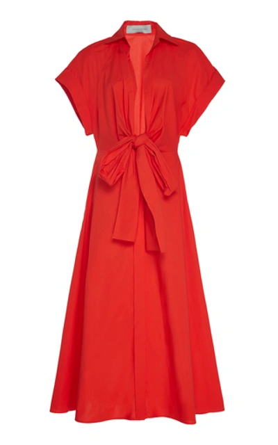Silvia Tcherassi Sampuesana Tie-front Cotton-poplin Shirt Dress In Red
