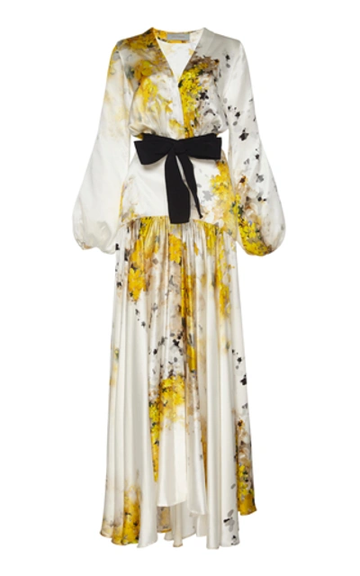 Silvia Tcherassi Felicity Tie-detailed Printed Silk-satin Maxi Dress In White