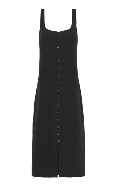 St Agni Ghita Linen-blend Midi Dress In Black
