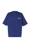 Balenciaga Political Logo Cotton Jersey T-shirt In Blue