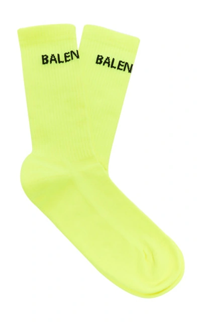 Balenciaga Ribbed Logo-intarsia Socks In Yellow
