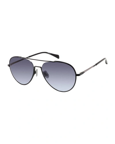 Rag & Bone Aviator Stainless Steel Sunglasses In Black