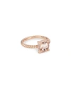 David Yurman Petite Chatelaine Pave Bezel Ring In 18k Rose Gold With Morganite