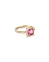 DAVID YURMAN PETITE CHATELAINE PAVE BEZEL RING IN 18K GOLD WITH TOURMALINE,PROD230330044