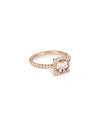David Yurman Petite Chatelaine Pave Bezel Ring In 18k Rose Gold With Morganite