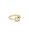 David Yurman Petite Chatelaine Pave Bezel Ring In 18k Yellow Gold With Champagne Citrine