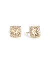 DAVID YURMAN PETITE CHATELAINE PAVE BEZEL STUD EARRINGS IN 18K YELLOW GOLD WITH CHAMPAGNE CITRINE,PROD230330017