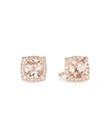 David Yurman Petite Chatelaine Pave Bezel Stud Earrings In 18k Rose Gold With Morganite