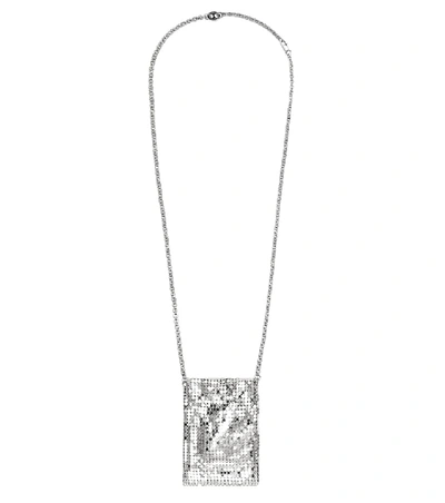 Paco Rabanne Large Chainmail Pouch Necklace In Silver