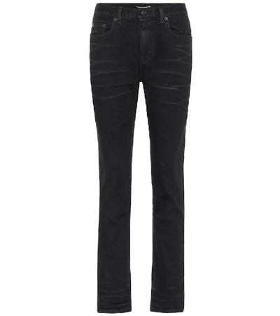 Saint Laurent High-rise Slim Cropped Jeans In Black