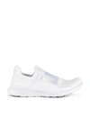 Apl Athletic Propulsion Labs Techloom Bliss Mesh And Neoprene Slip-on Sneakers In White  Metallic Pearl & Ombre