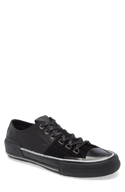 Allsaints Jago Leather And Suede Low-top Trainers In Black