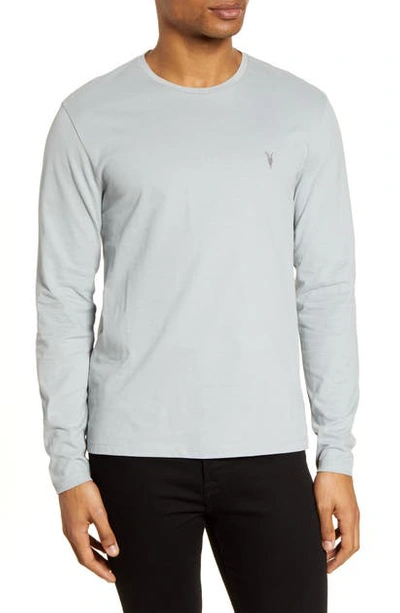 Allsaints Tonic Long Sleeve Ramskull Logo T-shirt In Gray Marl-grey In Mist Blue