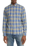 John Elliott Plaid Button-up Flannel Shirt In Horizon Check