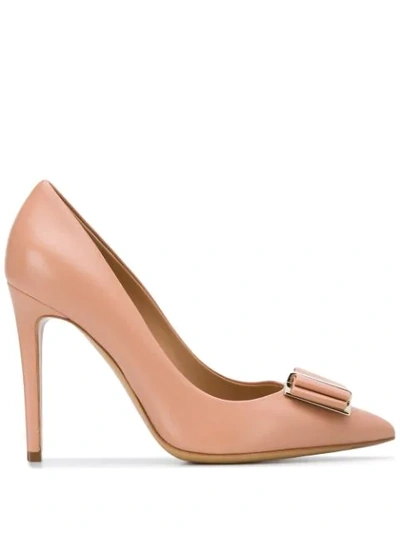 Ferragamo Double Bow Pump Shoe In Multi