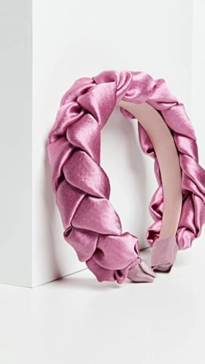 Jennifer Behr Lorelei Headband In Hammered Silk In Rose