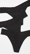 Natori Bliss Perfection One Size Thong 3-pack In Black