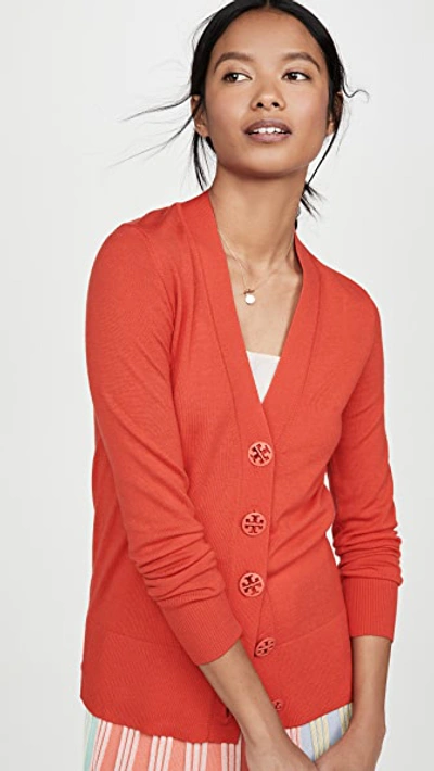 Tory Burch Simone Button-front Wool Cardigan In Red