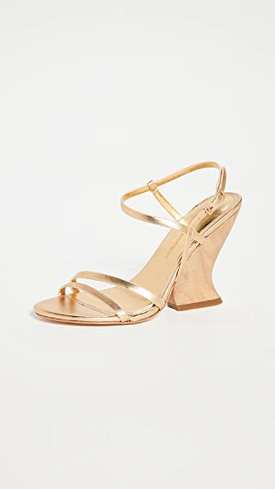 Sigerson Morrison Willa Wedge Sandals In Gold