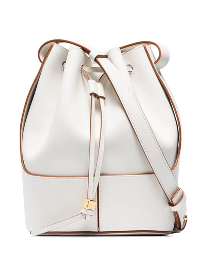 Loewe Balloon Small Leather Bucket Bag In Off White