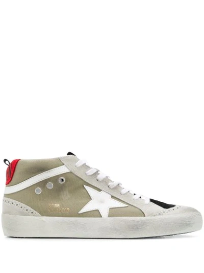 Golden Goose Mid Star Distressed Suede And Rubber Trainers In Neutrals