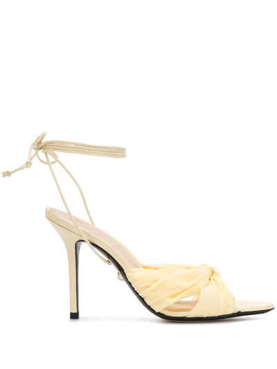 Alevì Ankle Tie Heeled Sandals In Yellow