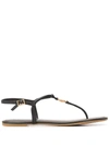 Tory Burch Logo Medallion Strappy Sandals In Black