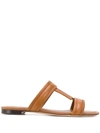TOD'S FLAT LEATHER SANDALS