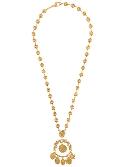 Dolce & Gabbana Votive Image Drop Necklace In Gold