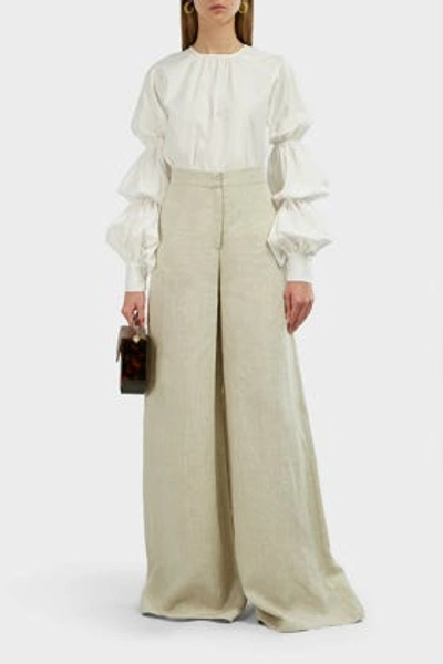 Andres Otalora Aguirre Wide-leg Linen Trousers In Beige