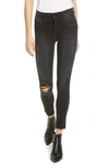 FRAME LE HIGH RIPPED RAW HEM CROP SKINNY JEANS,LHSKCRA208