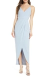 Wayf The Ines V-neck Tulip Gown In Sky Blue
