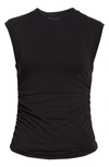 Atm Anthony Thomas Melillo Ruched Side Sleeveless Tee In Black