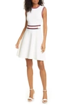 TED BAKER APRYLL CONTRAST STRIPE SLEEVELESS FIT & FLARE DRESS,240691-APRYLL-WMD