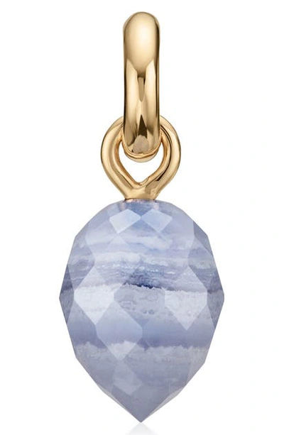 Monica Vinader Fiji Bud Gemstone Enhancer In Yellow Gold/ Blue Lace Agate