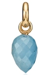 Monica Vinader Fiji Bud Gemstone Pendant Charm In Yellow Gold/ Aquamarine