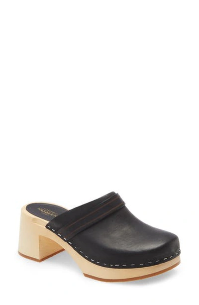 Swedish Hasbeens Dagny Clog In Black Leather