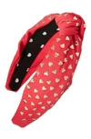 Lele Sadoughi Heart Knotted Headband In Red Coral