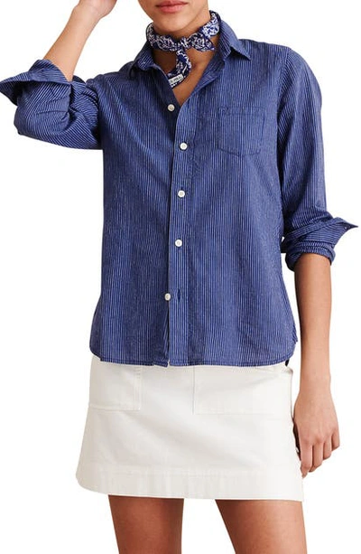 Alex Mill Shrunken Button-up Shirt In Navy/ White