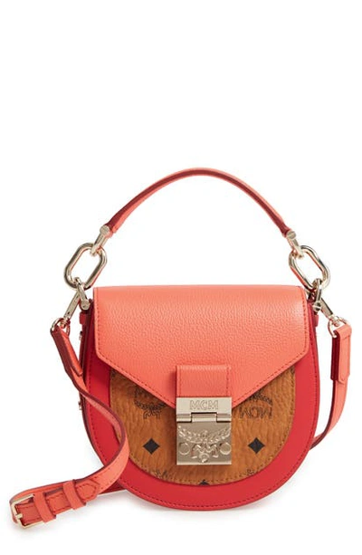 Mcm Patricia Visetos Block Coated Canvas & Leather Crossbody Bag In Hot Coral