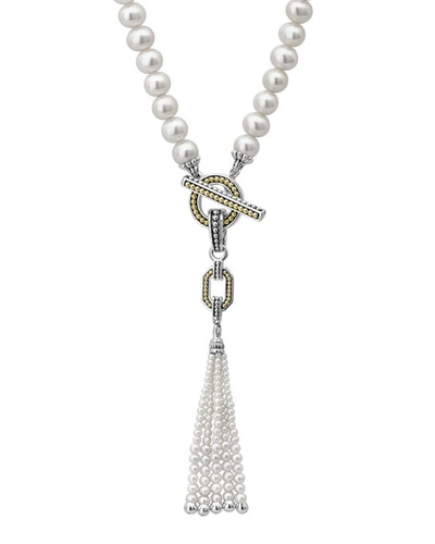 LAGOS LUNA PEARL TASSEL PENDANT NECKLACE,PROD230090407