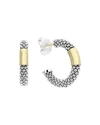 Lagos 18k Yellow Gold & Sterling Silver Caviar High Bar Hoop Earrings In Two Tone