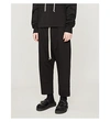 RICK OWENS DRKSHDW LARRY DRAWSTRING STRETCH-COTTON CROPPED TROUSERS