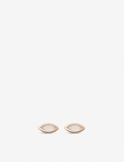 Astley Clarke Rose Gold Plated Vermeil Silver Paloma Petal Moonstone Stud Earrings