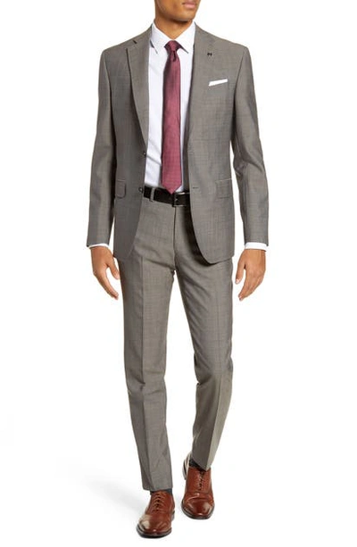 Ted Baker Jay Trim Fit Solid Wool Suit In Taupe