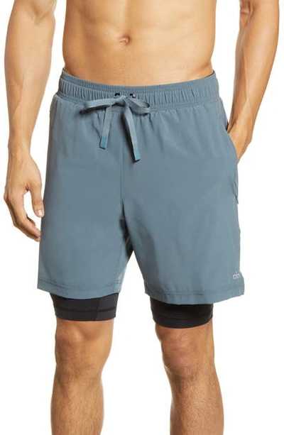 Alo Yoga Unity 2-in-1 Shorts In Slate/ Black