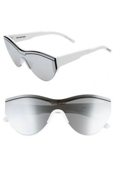 Balenciaga Unisex Round Shield Sunglasses, 99mm In White/silver Mirror